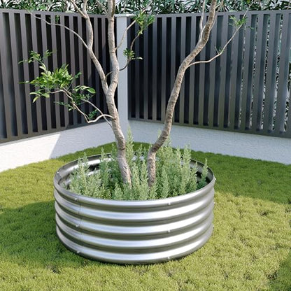2PCS 3x3x1ft Galvanized Raised Garden Bed Kit-Round Garden Bed Outdoor Planter Box for Vegetables,Flowers,Herbs,Easy Assembly,Silver - size: 3x3x1(2PCS)