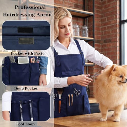 Nanxson Apron with Pockets Cross Back Apron for Hair Stylist,Salon - color: Navy