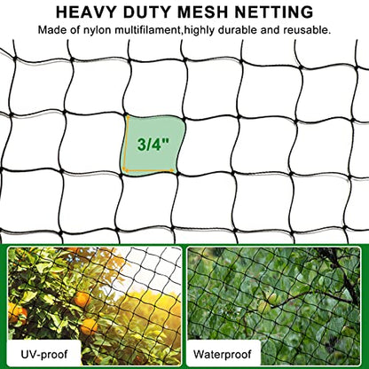 BSTPCOO Bird Netting 25'x100' with 3/4" Mesh Nylon Chicken Net Roof Hawk - size: 25'×100'-3/4''
