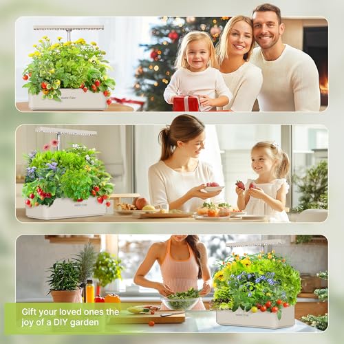 SUNCOZE Hydroponics Growing System, Compact 12 Pods Indoor Garden, Beige - color: Beige