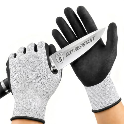 Level 5 Cut Resistant Work Gloves, Sandy Nitrile Grip, 1 Pair - color: X-large(black)