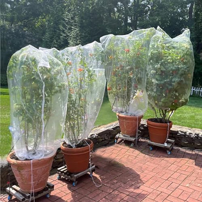 Drawstring Blueberry Netting for Bushes - 2Pack 3.28 * 2.62+ 2pack 4.92 * 3.94Ft - Easy Install Reusable Garden Netting,for Fruit Trees & Tomato Plants, Blocks Birds, Squirrels & Insects - size: 3.28*2.62+4.92*3.94