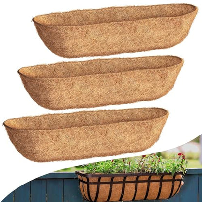 36'' Trough Coco Liners 3 Pack, Natural Coconut Coir Fiber for Wall Basket Planters, Window Box Liners, Garden Planter Baskets, Fence Flower Baskets - size: 36inch 3pack