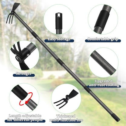 60” Garden Hoe 2-in-1 Heavy Duty Cultivator Tool for Weeding Soil Loosening - size: 60 Inches