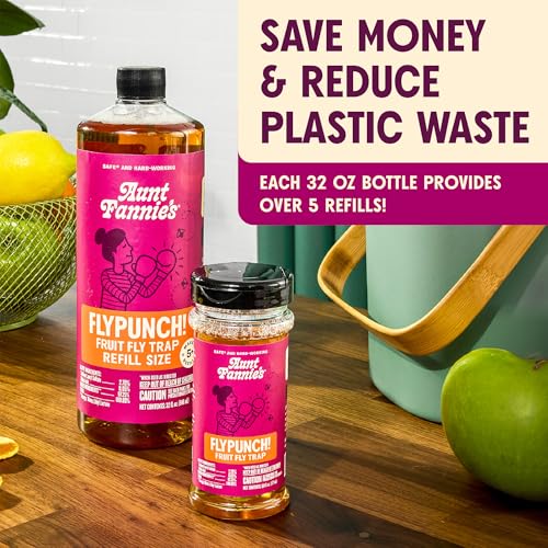 Aunt Fannie's FlyPunch Fruit Fly Trap Bundle, 6 oz + 32 oz Refill