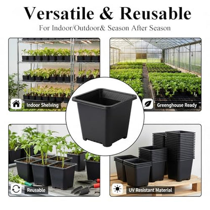 25 Packs Square Nursery Pots for Plants 5.5 Inch Seedling Pots with Holes - size: 5.5 Inch