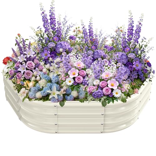 48" Diagonal,17" Tall Steel Hexagon Raised Garden Bed/ Planter Box White - color: Cream White, size: 4FT X 1FT