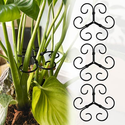4PCS Metal Heart Stakes for Indoor Plants, 4.1 * 3.7 in Stackable Monstera Stem Support Hook for Growth, Stabilizer for Leaves & Adjustable Clamp Set Accessories for Climbing Plants (Heat) - style: C 4.1 * 3.7 in