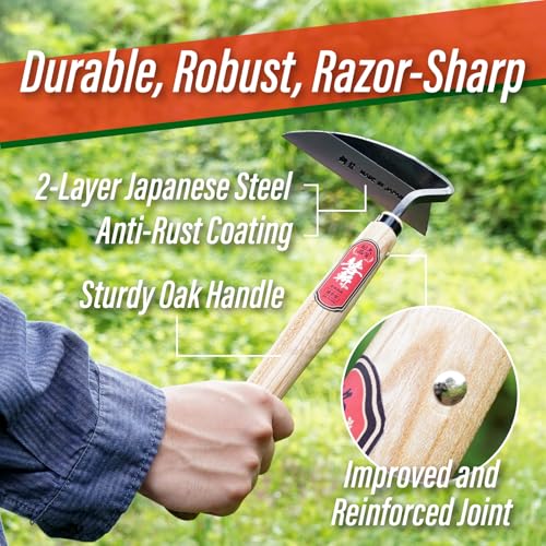 SUIZAN Nejiri Kama Weeding Sickle 13"- Japanese Hand Hoe Weed Puller Tool - style: 13 Inch (330mm)