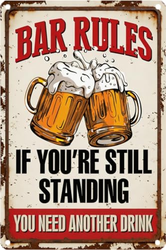 Bar Rules & Man Cave Rules Decor, If You're Still Standing You Need Another Drink Tin Sign, Funny Bar Signs for Home Bar, Man Cave Decor for Men, Vintage Bar Wall Art, Garage Signs, Beer Lover Gifts 8×12 Inch - color: Beer B, size: 8*12inch