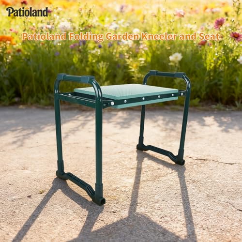Garden Kneeler and Seat, Gardening Workseat with 2 Tool Bags - color: Green-modle B