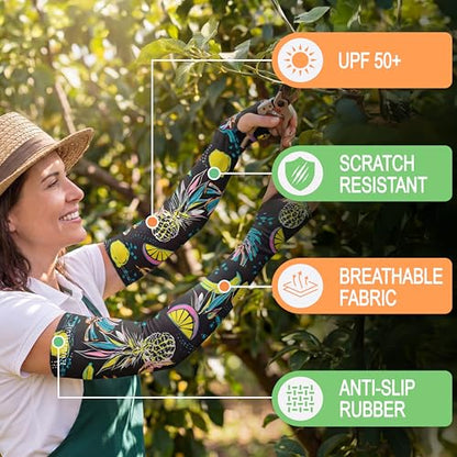 Evridwear Gardening Sleeves,UV Protection Cooling Arm Sleeve Women Men - color: Tropical Fruits, size: Large/Extra Large