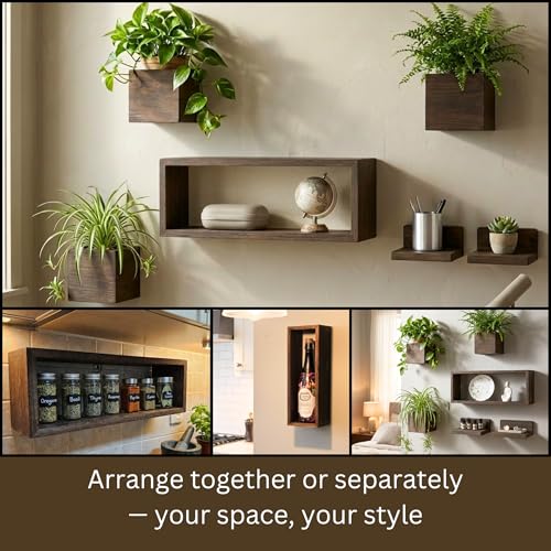 LaLaGreen Wood Planter Box for Indoor Plants (6 Pack) Hanging Wall Planters - size: 6-pc Set B