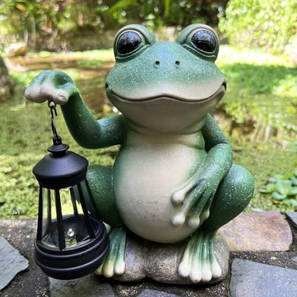 YODY Solar Garden Statues Outdoor Decor Frog with Lantern - style: 02-Frog
