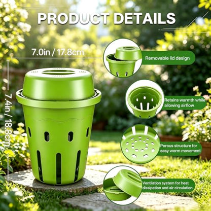 4-Pack Mini Inground Worm Composter, Underground Worm Farm with Aeration & Animal-Proof Lid, Organic Vermicomposting Container for Garden, Raised Beds & Yard, Easy for Beginners, Green - size: 4-pack