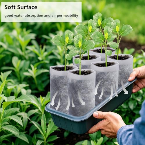 Belit 50 Pcs 10.2" H Deep Nursery Grow Bags, Non-Woven Plants Pots Container for Starting Rooted Plants Vegetable, Flower, Seedling Tree - color: White, size: 50 Pcs 7.5"x10.2"