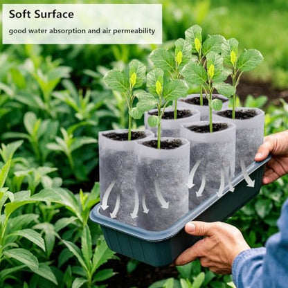 Belit 50 Pcs 10.2" H Deep Nursery Grow Bags, Non-Woven Plants Pots Container for Starting Rooted Plants Vegetable, Flower, Seedling Tree - color: White, size: 50 Pcs 7.5"x10.2"