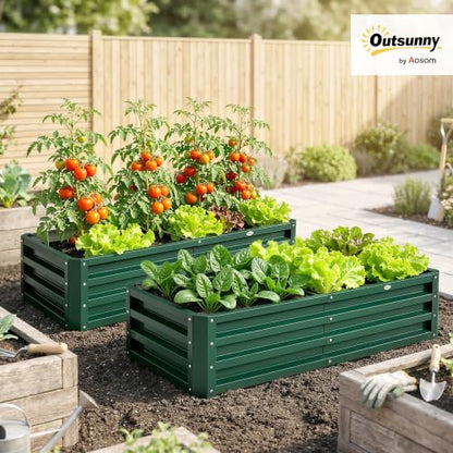 Outsunny 4' x 2' x 1' Galvanized Raised Garden Bed, Green - color: Green