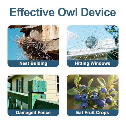 Fake Owl to Keep Pigeon Away, 4PCS Pigeon Scare Devices - color: Light Grey Owl 4pcs