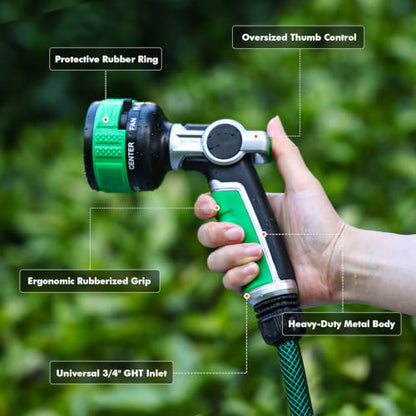RESTMO Water Hose Nozzle Heavy Duty, Adjustable Garden Sprayer for Outdoor - color: Green