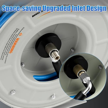 FIXFANS Pressure Washer Hose Reel with Hose, 1/4" × 60ft, Retractable - size: 60 FT