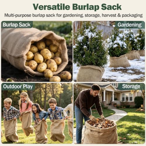 2-Pack Burlap Fabric Plant Bags - 32 X 40 Inch Winter Plant Cover Freeze Protection, Reusable Burlap Sacks Plant Frost Cloth for Outdoor Plants, Cold Weather Tree Wrap for Trees, Bushes & Garden - size: 32*40inch-2Pack