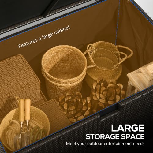 Outsunny 113 Gallon Deck Box Rattan Outdoor Storage Box Brown