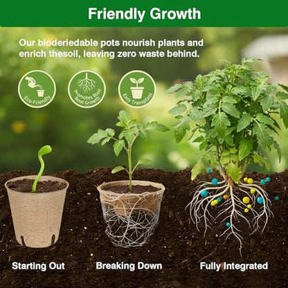 Peat Pots 150 Pack with 100 Plant Labels, 3.15 Inch Biodegradable Seedling Nursery Pots with Drainage Holes - size: 150 Pack