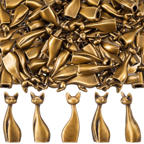 Civaner 50 Pcs Mini Brass Medieval Cat, Small Long-Necked Cat, Mini Animal - style: Cat
