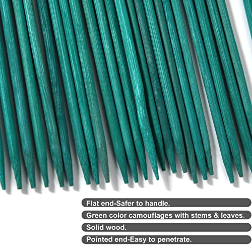 50 PCS 18” Wood Plant Stakes Garden Tomato Sticks Plant Stakes & Supports for Potted Plants, Comes with 100 pcs Green Twist tie