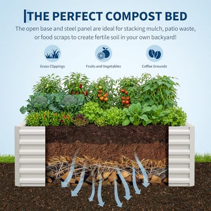 Garvee 2PCS 6x3x2ft Galvanized Raised Garden Bed, Outdoor Planter Box - color: Beige-rect., size: 6x3x2ft 2pcs