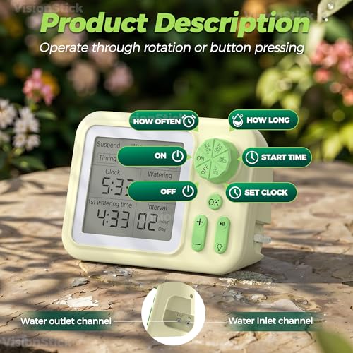 Automatic Indoor Drip Irrigation System with Programmable Timer Auto Vacation Plant Waterer for Up to 15 Potted Houseplants Rechargeable Self Watering Device