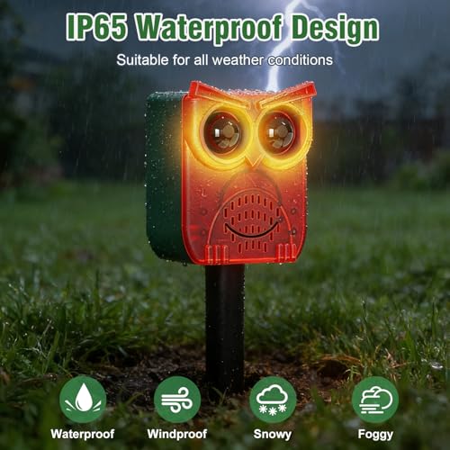 ChunHee Solar Motion Sensor Alarm Outdoor Dog Barking Alarm with 129dB Loud - color: Red-1pack