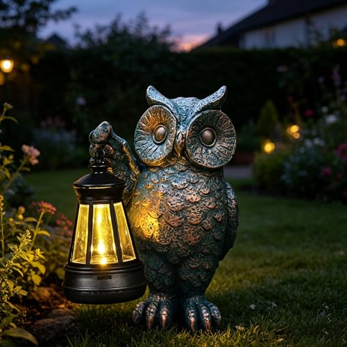 Garden Statues Outdoor, owl Figurines Decorated with Solar Lights, Unique Christmas Birthday Gifts for Moms, Grandmas, Women, Wives, Sisters - color: Owl2