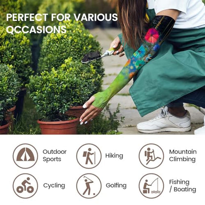 YPHCDO Gardening Sleeves for Women Cooling Sun Protection Anti-Scratch - color: Green Black
