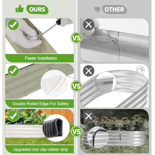Galvanized Raised Garden Bed Outdoor- 8x2x1FT Planter Box, White - color: White, size: 8x2x1ft