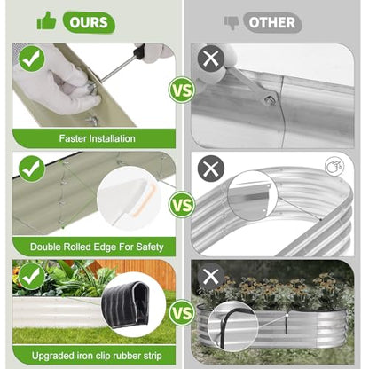 Galvanized Raised Garden Bed Outdoor- 8x2x1FT Planter Box, White - color: White, size: 8x2x1ft