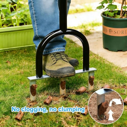 Manual Lawn Aerator Tool, Hollow Tines Plug Lawn Core Aerator, Heavy Duty Hand Soil Aeration Tool with Adjustable Handle, Grass Aeration Garden Tools for Lawn Care, Compacted Soil, Yard