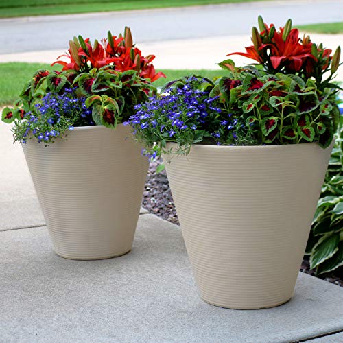 Sunnydaze Walter 15.5" Plastic Planter Pot for Plants, White, 2pk