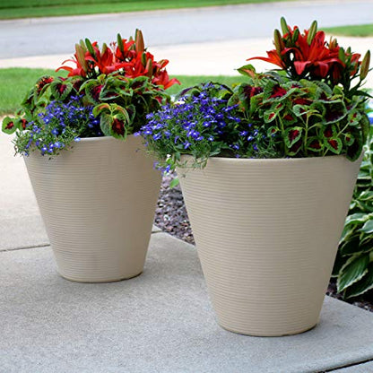 Sunnydaze Walter 15.5" Plastic Planter Pot for Plants, White, 2pk