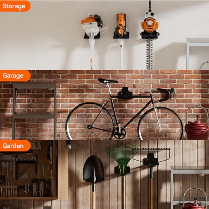 Garage Organizer Trimmer Rack Wall Mount, Weedeater Hanger, Black, 2 Pack - color: Black 2 Packs