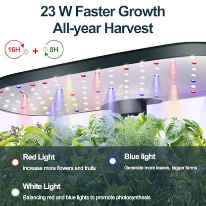 Indoor Garden Hydroponics Growing System12 Pods Plant Germination Kit Aeroponic Herb Vegetable Growth Lamp Countertop with LED Grow Light Hydrophonic Planter Grower Automatic Water Circulation (Green) - color: Green