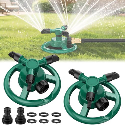 Sprinklers for Yard, Lawn & Garden Sprinkler Automatic 360 Rotating for Large Area Coverage, Grass Water Sprinkler for Water Fun-2PCS - size: 2PCS