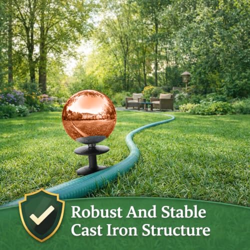 Tandefio 3 Pcs Garden Hose Guide Spike 13.5'' Decorative Ball, Copper - color: Copper