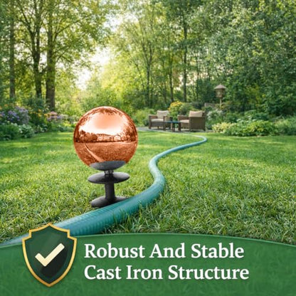 Tandefio 3 Pcs Garden Hose Guide Spike 13.5'' Decorative Ball, Copper - color: Copper