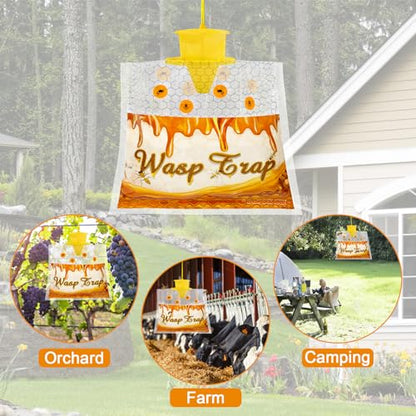 4 Pack Disposable Hanging Wasp & Yellow Jacket Traps Outdoor - size: 4 Packs