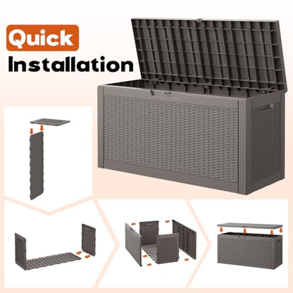 Outdoor Deck Storage Box, Waterproof,Grey,72 Gallon - color: Striped Gray, style: 72 Gallon