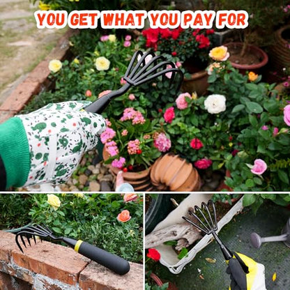 Kemaier Hand Rake Cultivator - 5-Claw Heavy Duty Stainless Steel Tool