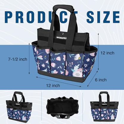 WORKPRO Garden Tool Bag, 9-Pocket Heavy Duty Oxford Tote Bag - color: Blue Insects