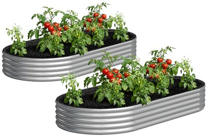 2PCS 8x4x1FT Galvanized Metal Raised Garden Bed,Outdoor Planter Box for Vegetables - size: 8x4x1(2PCS)
